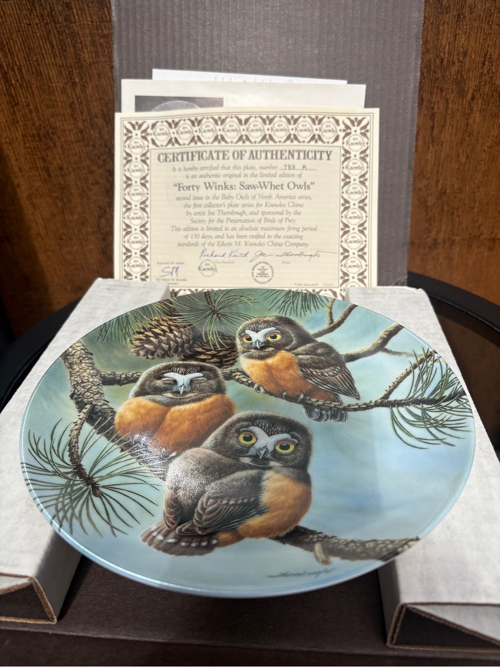 1991 Edwin M. Knowles “Forty Winks” Saw-Whet Owls Plate